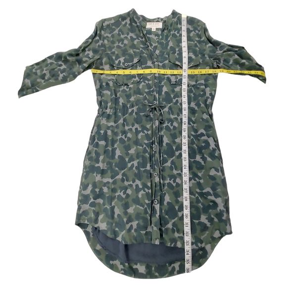 Anthropologie Cloth & Stone Nina Camo Dress Small Green Button Up Long Sleeve - Picture 8 of 12